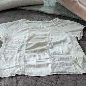 White Patchwork Short Sleeve Top